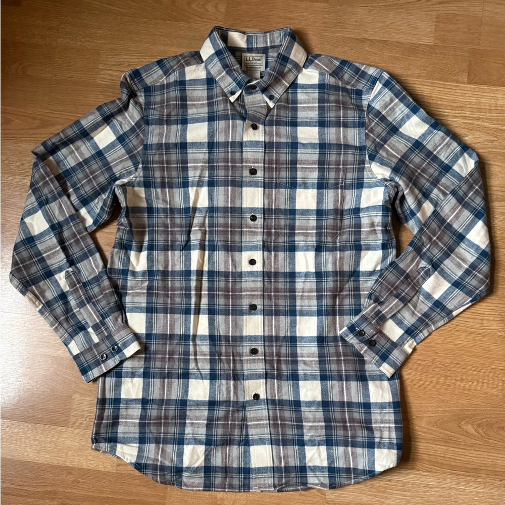 L.L. Bean Blue and Brown Plaid Casual Shirt